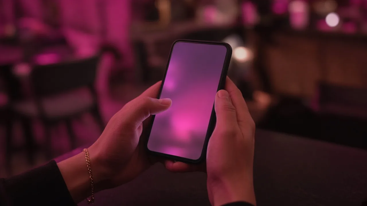 NV Casino Android-App in den Händen, Magenta-Licht